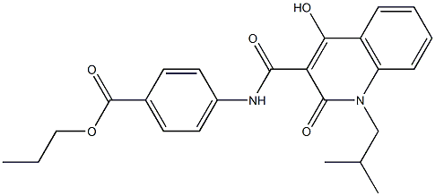 propyl 4-({[4-hydroxy-1-(2-methylpropyl)-2-oxo-1,2-dihydroquinolin-3-yl]carbonyl}amino)benzoate 结构式