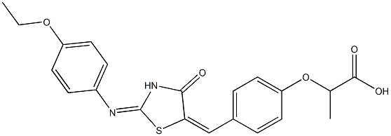 2-[4-({2-[(4-ethoxyphenyl)imino]-4-oxo-1,3-thiazolidin-5-ylidene}methyl)phenoxy]propanoic acid Structure