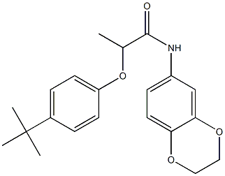 2-(4-tert-butylphenoxy)-N-(2,3-dihydro-1,4-benzodioxin-6-yl)propanamide,,结构式