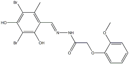 N'-(3,5-dibromo-2,4-dihydroxy-6-methylbenzylidene)-2-(2-methoxyphenoxy)acetohydrazide,,结构式