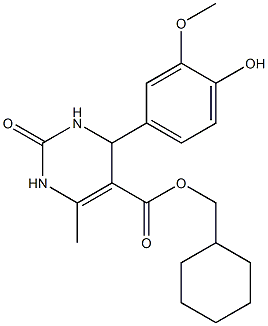 cyclohexylmethyl 4-(4-hydroxy-3-methoxyphenyl)-6-methyl-2-oxo-1,2,3,4-tetrahydro-5-pyrimidinecarboxylate 化学構造式