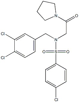 4-chloro-N-(3,4-dichlorobenzyl)-N-[2-oxo-2-(1-pyrrolidinyl)ethyl]benzenesulfonamide Struktur