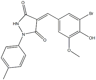 4-(3-bromo-4-hydroxy-5-methoxybenzylidene)-1-(4-methylphenyl)-3,5-pyrazolidinedione Structure