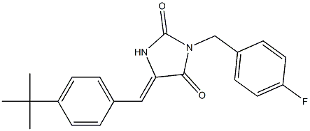 5-(4-tert-butylbenzylidene)-3-(4-fluorobenzyl)imidazolidine-2,4-dione 化学構造式