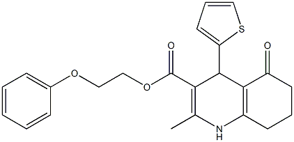 2-phenoxyethyl 2-methyl-5-oxo-4-(2-thienyl)-1,4,5,6,7,8-hexahydro-3-quinolinecarboxylate Structure