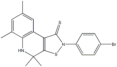 2-(4-bromophenyl)-4,4,6,8-tetramethyl-4,5-dihydroisothiazolo[5,4-c]quinoline-1(2H)-thione Structure