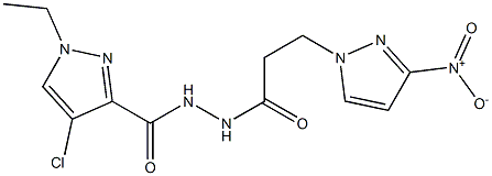 4-chloro-1-ethyl-N'-(3-{3-nitro-1H-pyrazol-1-yl}propanoyl)-1H-pyrazole-3-carbohydrazide