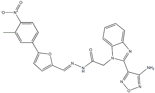 2-[2-(4-amino-1,2,5-oxadiazol-3-yl)-1H-benzimidazol-1-yl]-N'-[(5-{4-nitro-3-methylphenyl}-2-furyl)methylene]acetohydrazide 结构式