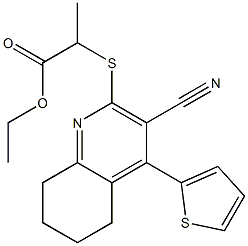 ethyl 2-{[3-cyano-4-(2-thienyl)-5,6,7,8-tetrahydro-2-quinolinyl]sulfanyl}propanoate Struktur