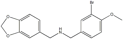 N-(1,3-benzodioxol-5-ylmethyl)-N-(3-bromo-4-methoxybenzyl)amine,,结构式