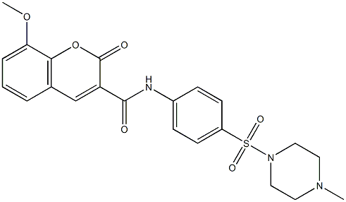 8-methoxy-N-{4-[(4-methyl-1-piperazinyl)sulfonyl]phenyl}-2-oxo-2H-chromene-3-carboxamide Struktur