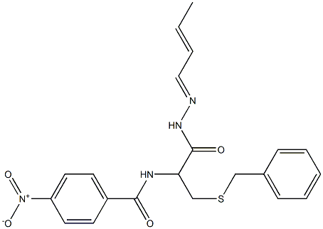N-{1-[(benzylsulfanyl)methyl]-2-[2-(2-butenylidene)hydrazino]-2-oxoethyl}-4-nitrobenzamide Structure