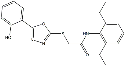 N-(2,6-diethylphenyl)-2-{[5-(2-hydroxyphenyl)-1,3,4-oxadiazol-2-yl]sulfanyl}acetamide Struktur