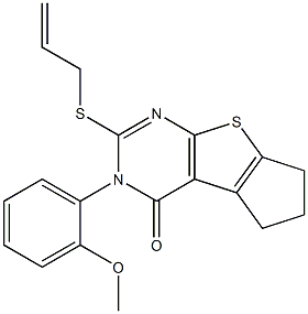 2-(allylsulfanyl)-3-(2-methoxyphenyl)-3,5,6,7-tetrahydro-4H-cyclopenta[4,5]thieno[2,3-d]pyrimidin-4-one Struktur