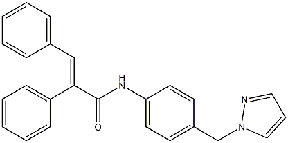 2,3-diphenyl-N-[4-(1H-pyrazol-1-ylmethyl)phenyl]acrylamide 化学構造式