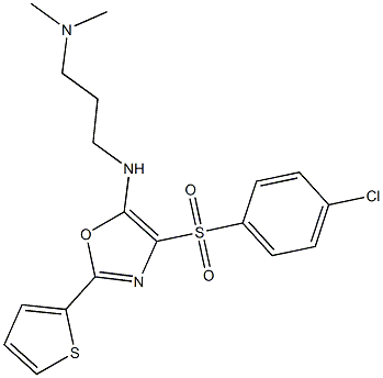 N-[4-[(4-chlorophenyl)sulfonyl]-2-(2-thienyl)-1,3-oxazol-5-yl]-N-[3-(dimethylamino)propyl]amine 结构式