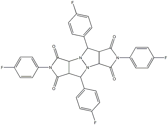 2,5,7,10-tetrakis(4-fluorophenyl)tetrahydropyrrolo[3,4-c]pyrrolo[3',4':4,5]pyrazolo[1,2-a]pyrazole-1,3,6,8(2H,3aH,5H,7H)-tetrone Structure