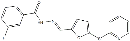 3-fluoro-N'-{[5-(2-pyridinylsulfanyl)-2-furyl]methylene}benzohydrazide Struktur