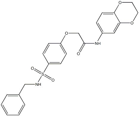 2-{4-[(benzylamino)sulfonyl]phenoxy}-N-(2,3-dihydro-1,4-benzodioxin-6-yl)acetamide Structure
