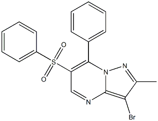 3-bromo-2-methyl-7-phenyl-6-(phenylsulfonyl)pyrazolo[1,5-a]pyrimidine Structure