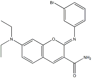 2-[(3-bromophenyl)imino]-7-(diethylamino)-2H-chromene-3-carboxamide Structure