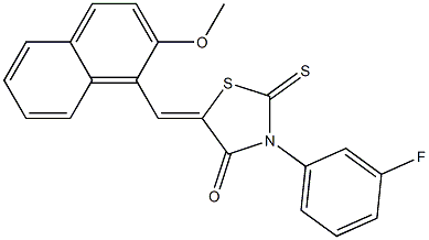 3-(3-fluorophenyl)-5-[(2-methoxy-1-naphthyl)methylene]-2-thioxo-1,3-thiazolidin-4-one 化学構造式