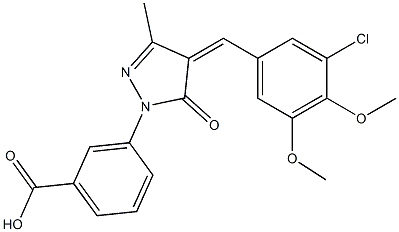 3-[4-(3-chloro-4,5-dimethoxybenzylidene)-3-methyl-5-oxo-4,5-dihydro-1H-pyrazol-1-yl]benzoic acid,,结构式