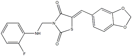 5-(1,3-benzodioxol-5-ylmethylene)-3-[(2-fluoroanilino)methyl]-1,3-thiazolidine-2,4-dione Structure