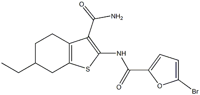 N-[3-(aminocarbonyl)-6-ethyl-4,5,6,7-tetrahydro-1-benzothien-2-yl]-5-bromo-2-furamide Struktur