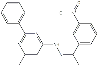 1-{3-nitrophenyl}ethanone (6-methyl-2-phenyl-4-pyrimidinyl)hydrazone,,结构式