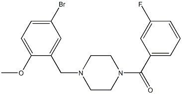 1-{[5-bromo-2-(methyloxy)phenyl]methyl}-4-[(3-fluorophenyl)carbonyl]piperazine 化学構造式