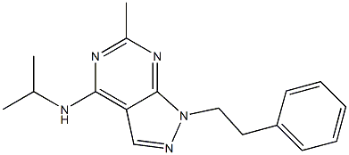 N-isopropyl-N-[6-methyl-1-(2-phenylethyl)-1H-pyrazolo[3,4-d]pyrimidin-4-yl]amine 化学構造式