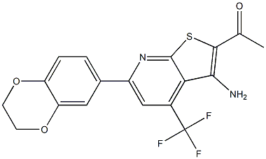 1-[3-amino-6-(2,3-dihydro-1,4-benzodioxin-6-yl)-4-(trifluoromethyl)thieno[2,3-b]pyridin-2-yl]ethanone