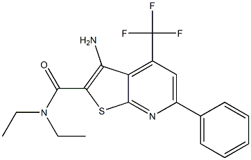 3-amino-N,N-diethyl-6-phenyl-4-(trifluoromethyl)thieno[2,3-b]pyridine-2-carboxamide 结构式