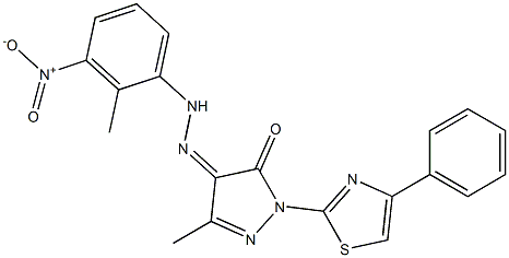 3-methyl-1-(4-phenyl-1,3-thiazol-2-yl)-1H-pyrazole-4,5-dione 4-({3-nitro-2-methylphenyl}hydrazone) Struktur
