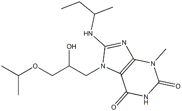 8-(sec-butylamino)-7-(2-hydroxy-3-isopropoxypropyl)-3-methyl-3,7-dihydro-1H-purine-2,6-dione 化学構造式