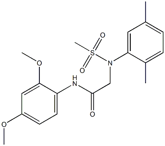 N-(2,4-dimethoxyphenyl)-2-[2,5-dimethyl(methylsulfonyl)anilino]acetamide Struktur