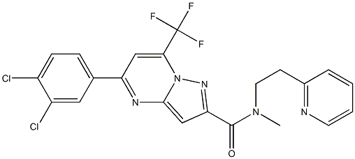 5-(3,4-dichlorophenyl)-N-methyl-N-[2-(2-pyridinyl)ethyl]-7-(trifluoromethyl)pyrazolo[1,5-a]pyrimidine-2-carboxamide Struktur