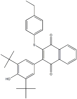 2-(3,5-ditert-butyl-4-hydroxyphenyl)-3-[(4-ethylphenyl)sulfanyl]naphthoquinone,,结构式