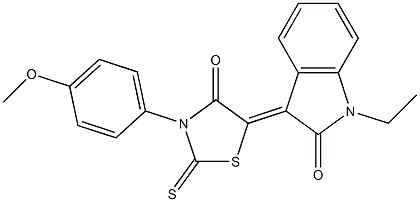 1-ethyl-3-[3-(4-methoxyphenyl)-4-oxo-2-thioxo-1,3-thiazolidin-5-ylidene]-1,3-dihydro-2H-indol-2-one Struktur