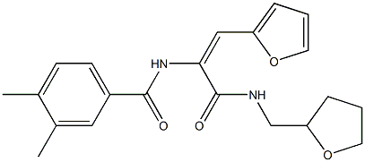 N-(2-(2-furyl)-1-{[(tetrahydro-2-furanylmethyl)amino]carbonyl}vinyl)-3,4-dimethylbenzamide Struktur