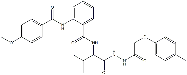 2-[(4-methoxybenzoyl)amino]-N-[2-methyl-1-({2-[(4-methylphenoxy)acetyl]hydrazino}carbonyl)propyl]benzamide Structure