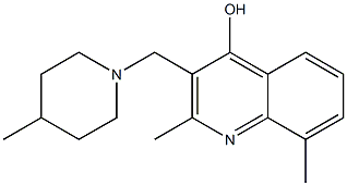2,8-dimethyl-3-[(4-methyl-1-piperidinyl)methyl]-4-quinolinol Struktur