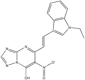 5-[2-(1-ethyl-1H-indol-3-yl)vinyl]-6-nitro[1,2,4]triazolo[1,5-a]pyrimidin-7-ol 化学構造式