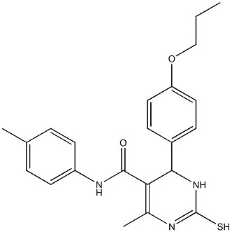 4-methyl-N-(4-methylphenyl)-6-(4-propoxyphenyl)-2-sulfanyl-1,6-dihydro-5-pyrimidinecarboxamide Struktur