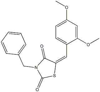 3-benzyl-5-(2,4-dimethoxybenzylidene)-1,3-thiazolidine-2,4-dione,,结构式