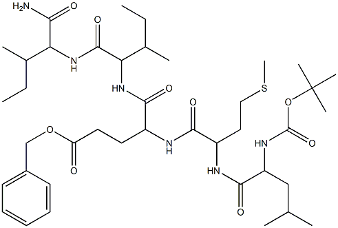 benzyl 12-({[1-({[1-(aminocarbonyl)-2-methylbutyl]amino}carbonyl)-2-methylbutyl]amino}carbonyl)-6-isobutyl-2,2-dimethyl-9-[2-(methylsulfanyl)ethyl]-4,7,10-trioxo-3-oxa-5,8,11-triazapentadecan-15-oate 化学構造式