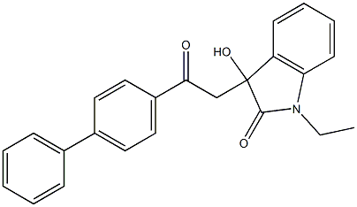 3-(2-[1,1'-biphenyl]-4-yl-2-oxoethyl)-1-ethyl-3-hydroxy-1,3-dihydro-2H-indol-2-one Structure