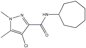 4-chloro-N-cycloheptyl-1,5-dimethyl-1H-pyrazole-3-carboxamide 结构式