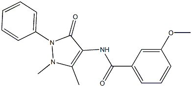 N-(1,5-dimethyl-3-oxo-2-phenyl-2,3-dihydro-1H-pyrazol-4-yl)-3-methoxybenzamide,,结构式